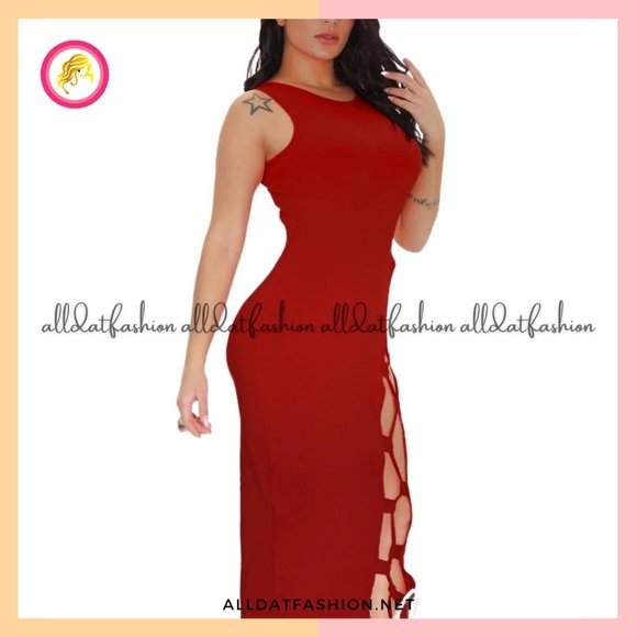 Danielle Stringed Bodycon Red Dress - Picture 1 of 1
